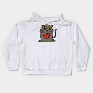 cat with heart Kids Hoodie